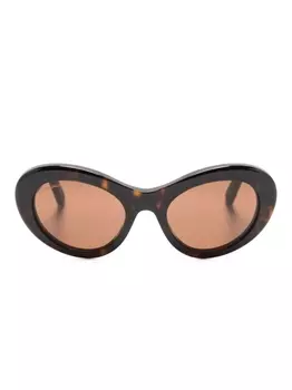 Balenciaga Eyewear солнцезащитные очки в круглой оправе с логотипом, коричневый