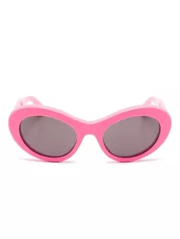 Balenciaga Eyewear солнцезащитные очки в круглой оправе с логотипом, розовый