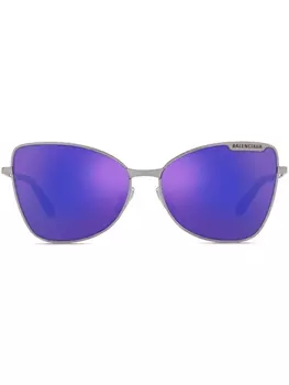 Balenciaga Eyewear солнцезащитные очки в оправе 'бабочка' с логотипом, серебристый