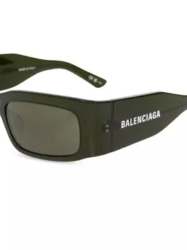 Balenciaga Eyewear солнцезащитные очки в прямоугольной оправе с логотипом, черный