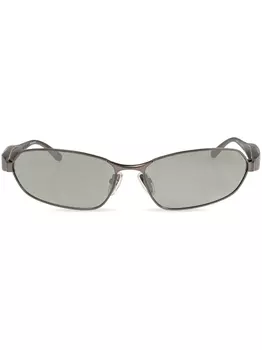 Balenciaga Eyewear солнцезащитные очки в прямоугольной оправе с гравировкой логотипа, серебристый