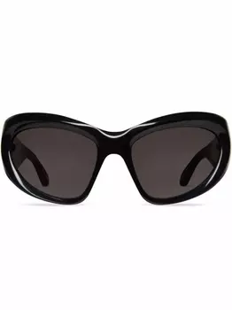 Balenciaga Eyewear солнцезащитные очки Wrap в D-образной оправе, черный
