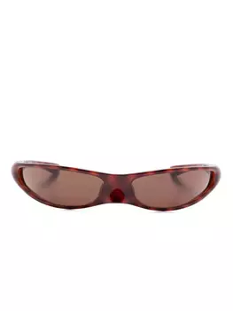Balenciaga Eyewear wraparound-frame солнцезащитные очки, коричневый