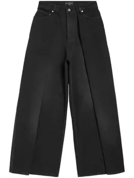 Balenciaga folded wide-leg jeans, черный