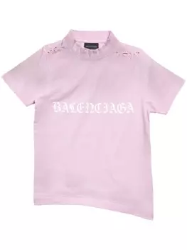 Balenciaga футболка Gothic Type с эффектом потертости, розовый