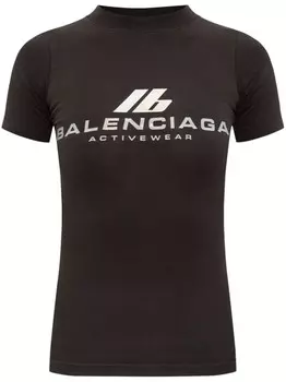Balenciaga футболка из хлопка с логотипом, черный