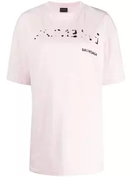 Balenciaga футболка оверсайз с логотипом, розовый