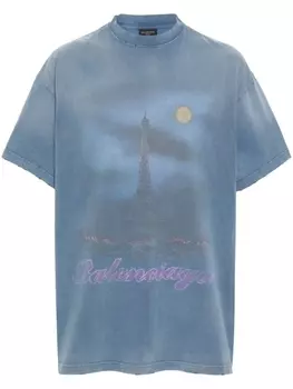 Balenciaga футболка Paris Moon, синий