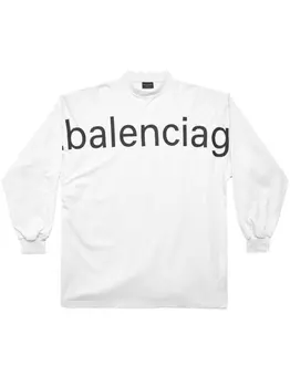 Balenciaga футболка с длинными рукавами и логотипом, белый