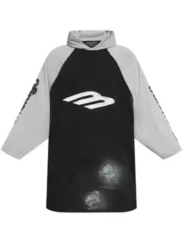 Balenciaga футболка с капюшоном из эластичного хлопка, черный