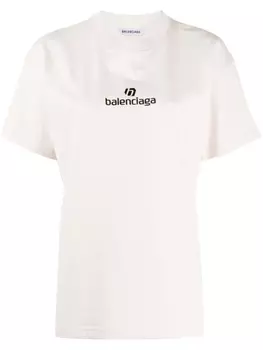 Balenciaga футболка с короткими рукавами и логотипом, нейтральный цвет