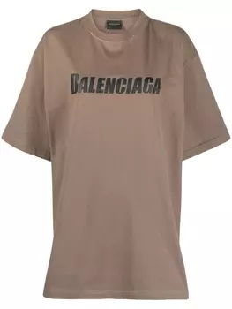 Balenciaga футболка с логотипом, коричневый