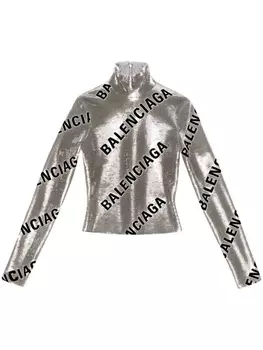Balenciaga футболка с логотипом, серебристый