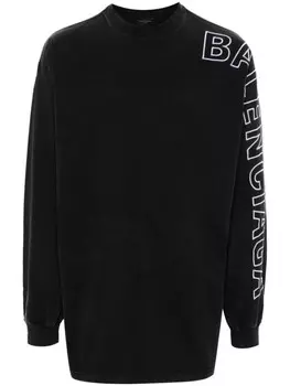 Balenciaga футболка с вышитым логотипом, черный