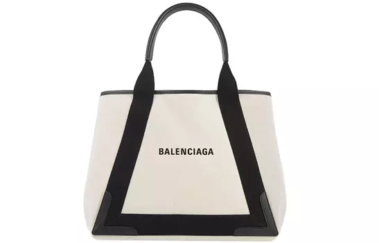 Balenciaga Холщовая сумка, женская среднего размера, цвет экрю/черный