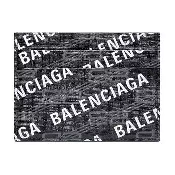 Balenciaga Холст-держатель для карт с монограммой BB и подписью, черный, белый, мужской