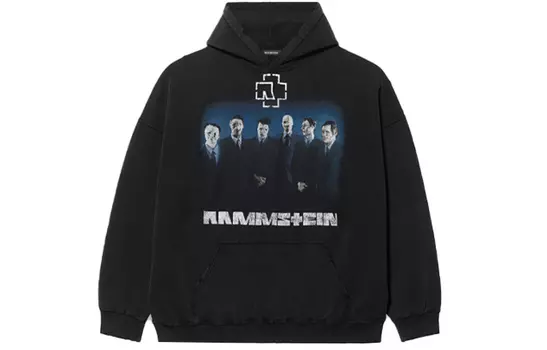 Худи Balenciaga Boxy с принтом, черный