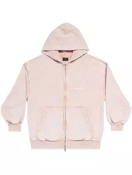 Balenciaga худи на молнии с логотипом, розовый