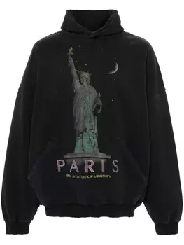 Balenciaga худи Paris Liberty с эффектом потертости, черный