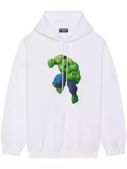 Balenciaga худи с графичным принтом, белый