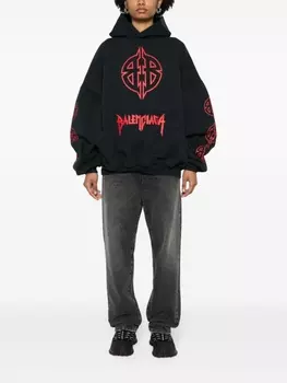 Balenciaga худи с графичным принтом, синий