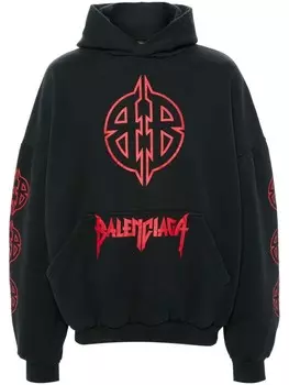 Balenciaga худи с графичным принтом, синий