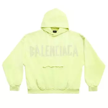 Balenciaga Худи с рваными карманами, цвет Желтый флуоресцентный