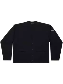 Balenciaga кардиган из вирджинской шерсти с нашивкой-логотипом, черный