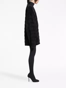 Balenciaga кардиган с искусственным мехом и жаккардовым логотипом, черный