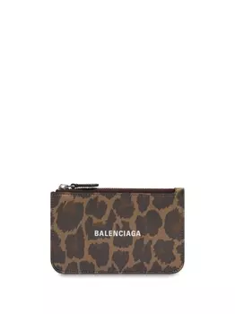 Balenciaga картхолдер Cash с леопардовым принтом, нейтральный цвет