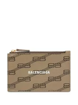Balenciaga картхолдер на молнии с монограммой BB, коричневый