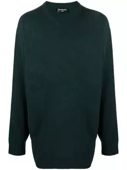 Balenciaga кашемировый джемпер с V-образным вырезом, зеленый