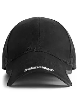 Balenciaga кепка с вышитым логотипом и вырезами, черный