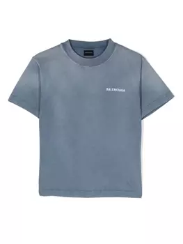 Balenciaga Kids футболка с логотипом, синий