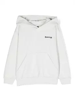 Balenciaga Kids худи с логотипом, белый