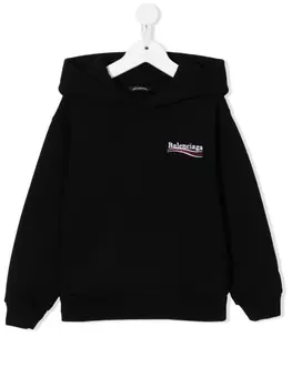 Balenciaga Kids худи с логотипом, черный