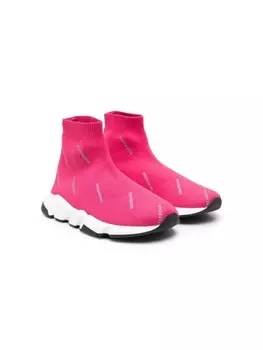 Balenciaga Kids кроссовки-носки Speed с логотипом, розовый