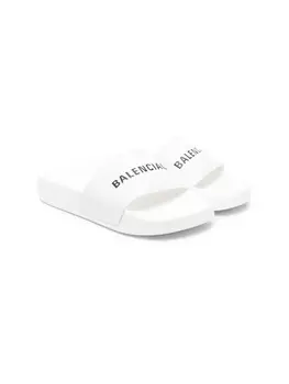 Balenciaga Kids шлепанцы с логотипом, белый
