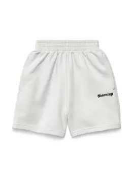 Balenciaga Kids шорты с логотипом, нейтральный цвет
