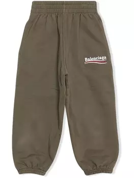 Balenciaga Kids спортивные брюки Political Campaign, коричневый