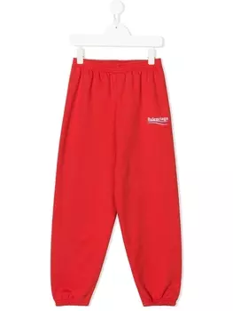Balenciaga Kids спортивные брюки с логотипом, красный