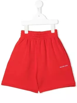 Balenciaga Kids спортивные шорты с логотипом, красный