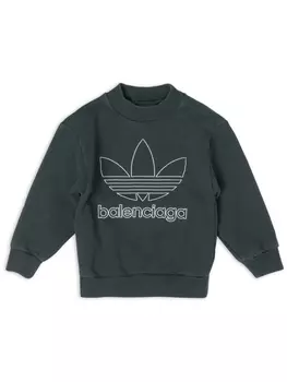 Balenciaga Kids толстовка с круглым вырезом из коллаборации с adidas, зеленый