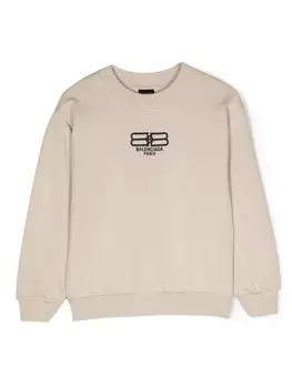 Balenciaga Kids толстовка с логотипом, коричневый