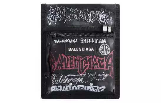 Balenciaga Клатч Explorer из ткани, сумка через плечо, маленькая мужская, черная