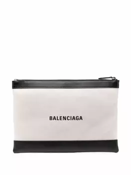 Balenciaga клатч с логотипом, нейтральный цвет