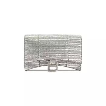 Balenciaga Кошелек Hourglass Crystal с цепочкой, цвет Серый/Кристалл