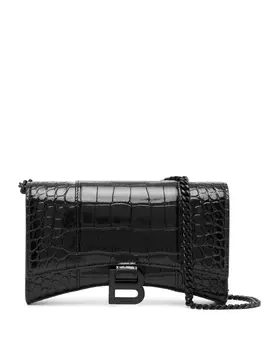 Balenciaga кошелек Hourglass с тиснением под крокодила, черный