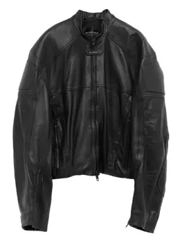 Balenciaga кожаная куртка с перфорацией, черный