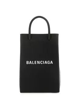 Balenciaga кожаный чехол для телефона с логотипом, черный
